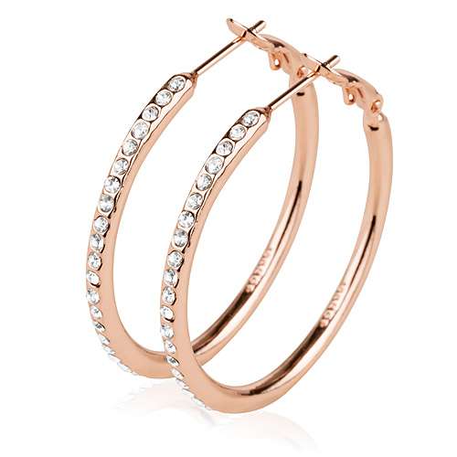 Ohrhänger Creolen Ohrstecker Rosegold IP mit Kristallen