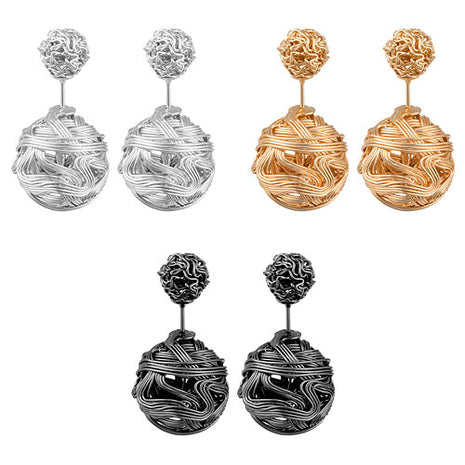 Designer Damen Ohrschmuck Ohrringe Kugel Ball Geflochten