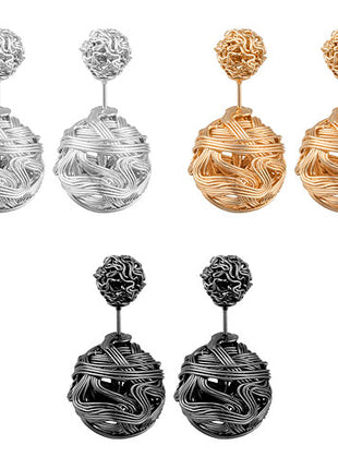 Designer Damen Ohrschmuck Ohrringe Kugel Ball Geflochten