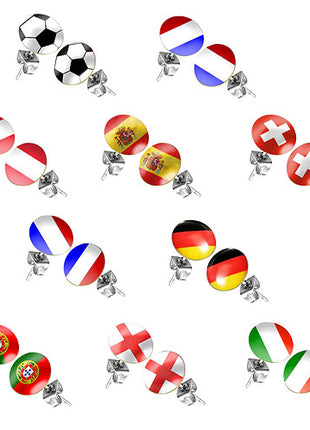 1 Paar Ohrstecker Fussball EM & WM mit Länderflagge Fanartikel