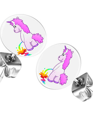 Ohrstecker Ohrringe mit Motiv pinkelndes Einhorn