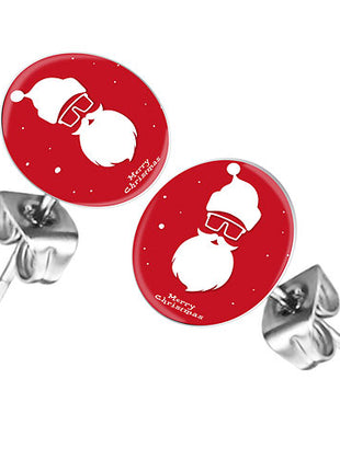 Ohrstecker Ohrringe mit Motiv Cooler Weihnachtsmann