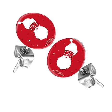 Ohrstecker Ohrringe mit Motiv Cooler Weihnachtsmann