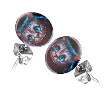 Ohrstecker Ohrringe mit Motiv Grinsekatze