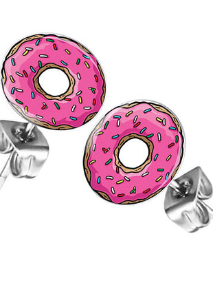 Ohrstecker Ohrringe mit Motiv Pink Donat