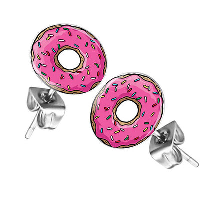 Ohrstecker Ohrringe mit Motiv Pink Donat