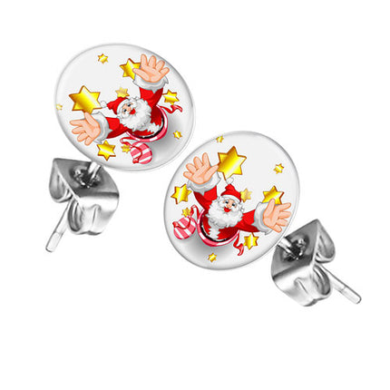 Ohrstecker Ohrringe mit Motiv Weihnachtsmann Sterne