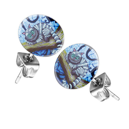 Ohrstecker Ohrringe mit Motiv liegende Grinsekatze