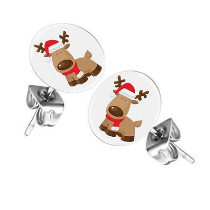 Ohrstecker Ohrringe mit Motiv Comic Rentier