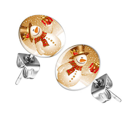 Ohrstecker Ohrringe mit Motiv Schneemann mit Geschenk