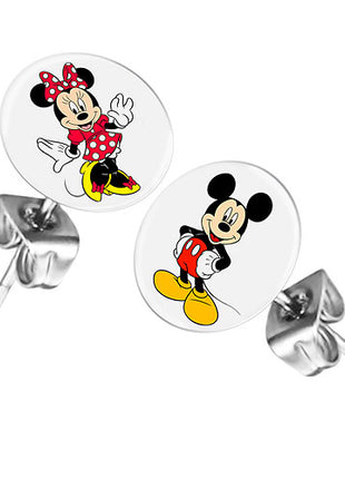 Ohrstecker Ohrringe mit Motiv Minnie und Mickey Mouse