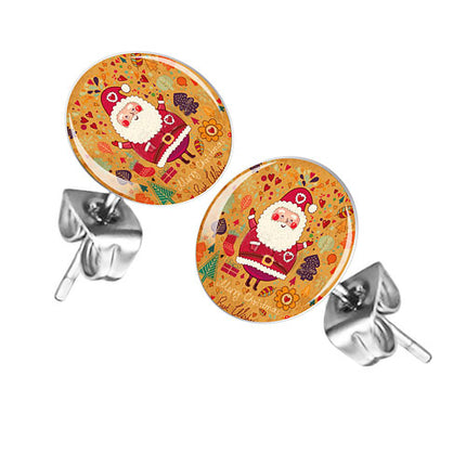 Ohrstecker Ohrringe mit Motiv Weihnachtsmann Best Wishes