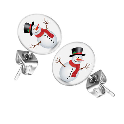 Ohrstecker Ohrringe mit Motiv Schneemann