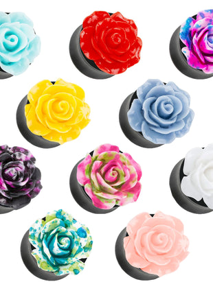 Ear Tunnel Plug with beautiful rose blue, white, pink in 3D optics 