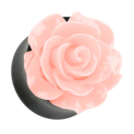 Ohr Tunnel Plug mit wunderschöner Rose Rosa in 3D Optik