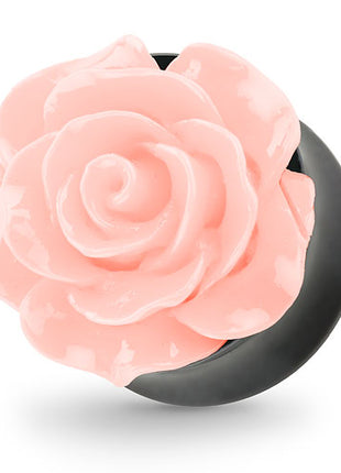 Ohr Tunnel Plug mit wunderschöner Rose Rosa in 3D Optik