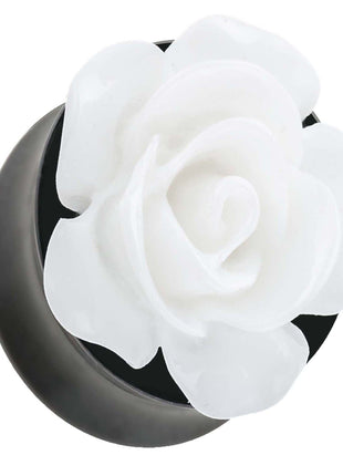 Ear Tunnel Plug with beautiful Rose White in 3D optics 