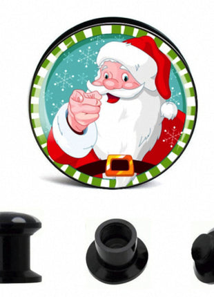 Picture Ear Tunnel Thread Plug Motif Santa Claus 