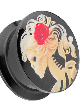 Picture Ohr Tunnel Gewinde Plug  Motiv Skeleton Red Rose