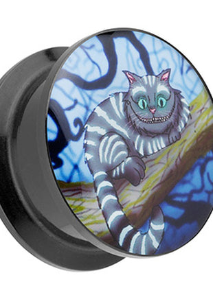 Picture Ear Tunnel Thread Plug Motif Lying Cheshire Cat 