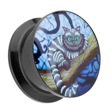 Picture Ear Tunnel Thread Plug Motif Lying Cheshire Cat 