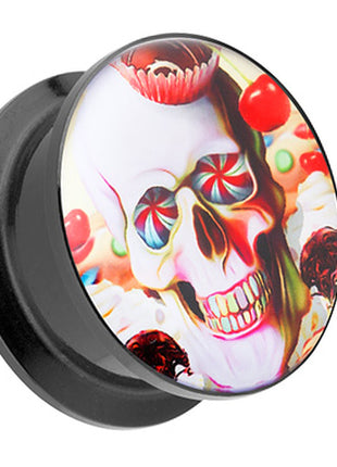 Picture Ear Tunnel Thread Plug Motif Sweet Party Skull 