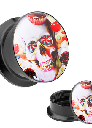 Picture Ear Tunnel Thread Plug Motif Sweet Party Skull 