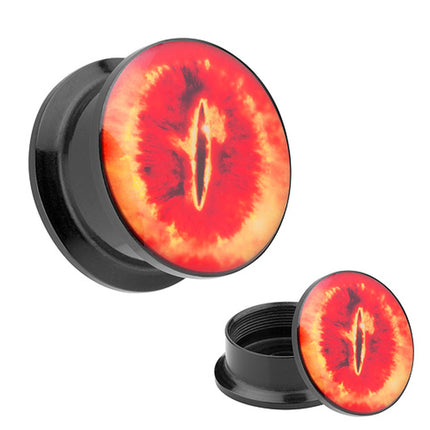 Picture Ohr Tunnel Gewinde Plug  Motiv Sauron Flammenauge