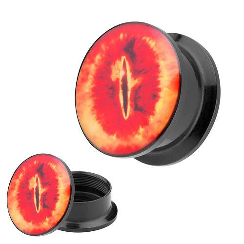 Picture Ohr Tunnel Gewinde Plug  Motiv Sauron Flammenauge
