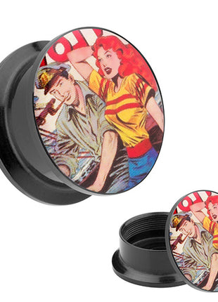 Picture Ear Tunnel Thread Plug Motif Rockabilly Sailor Captain 