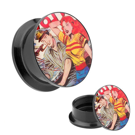 Picture Ohr Tunnel Gewinde Plug  Motiv Rockabilly Segler Kapitän