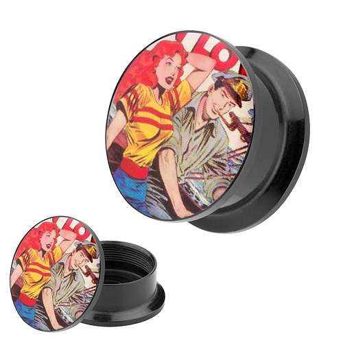 Picture Ohr Tunnel Gewinde Plug  Motiv Rockabilly Segler Kapitän