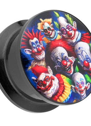 Picture Ohr Tunnel Gewinde Plug  Motiv crazy Clown Party