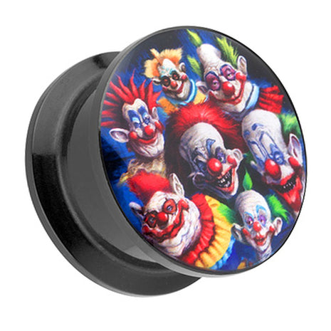 Picture Ohr Tunnel Gewinde Plug  Motiv crazy Clown Party