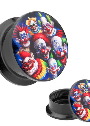 Picture Ohr Tunnel Gewinde Plug  Motiv crazy Clown Party