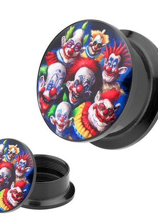 Picture Ohr Tunnel Gewinde Plug  Motiv crazy Clown Party