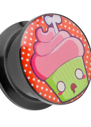 Picture Ohr Tunnel Gewinde Plug  Motiv Cupcake Muffin