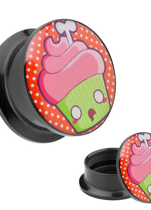 Picture Ohr Tunnel Gewinde Plug  Motiv Cupcake Muffin