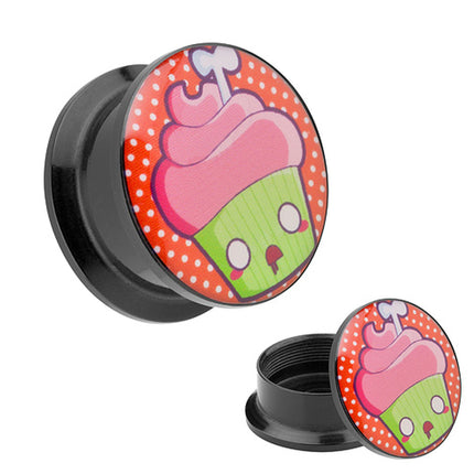 Picture Ohr Tunnel Gewinde Plug  Motiv Cupcake Muffin