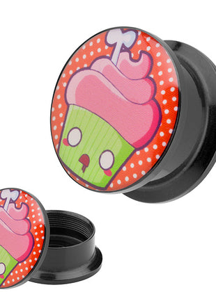 Picture Ohr Tunnel Gewinde Plug  Motiv Cupcake Muffin