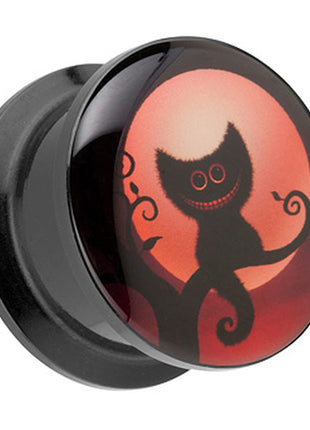 Picture Ear Tunnel Thread Plug Motif Halloween Cat 