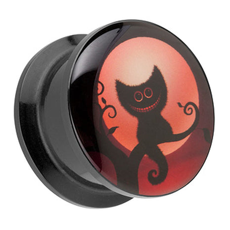 Picture Ear Tunnel Thread Plug Motif Halloween Cat 