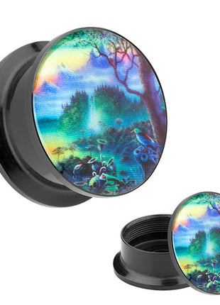 Picture Ear Tunnel Thread Plug Motif Dreamland Paradise 