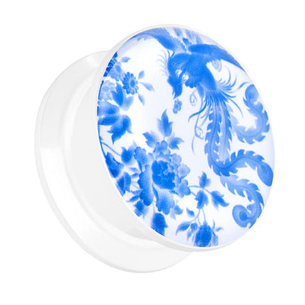 Picture Ohr Tunnel Gewinde Plug  Motiv Feuervogel Phönix Vogel Blau