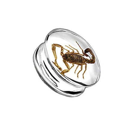 Flesh Tunnel Ohr Plug Acryl mit Spinnen Spider Inlay