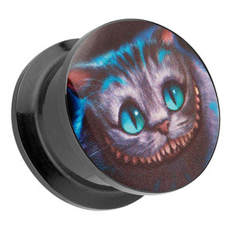 Picture Ohr Tunnel Gewinde Plug  Motiv Wunderland Grinsekatze