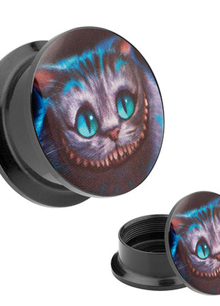 Picture Ear Tunnel Thread Plug Motif Wonderland Cheshire Cat 