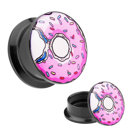 Picture Ohr Tunnel Gewinde Plug  Motiv Donut mit bunten Streusel
