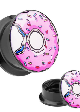 Picture Ear Tunnel Thread Plug Motif Donut with Colorful Sprinkles 