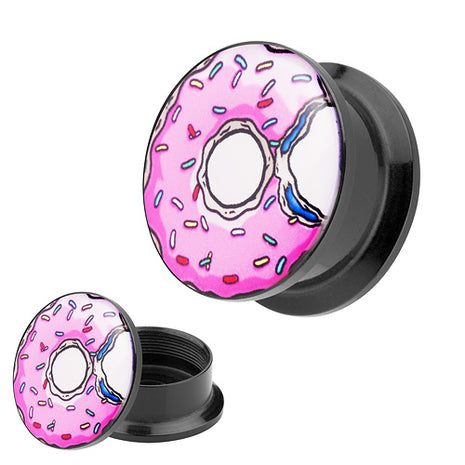 Picture Ohr Tunnel Gewinde Plug  Motiv Donut mit bunten Streusel